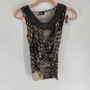 Sinequanone geometric Brown faux wrap tank beaded women’s XS NWT